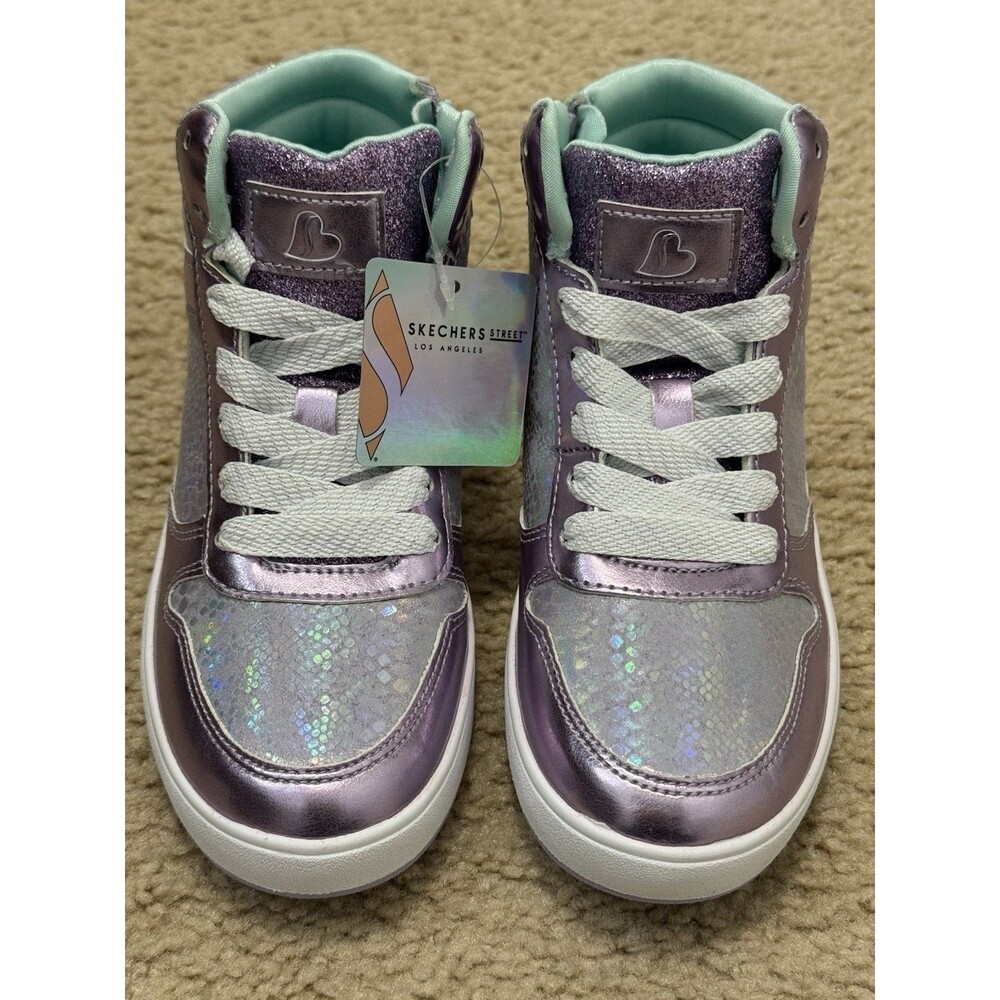 New Skechers Standouts - Sleek Shines girls Sneaker Sz 2 Light Purple/Silver - Picture 2 of 12